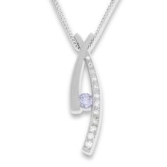 0.22ct Violet Diamond Necklace & Pendant GIA Round Fancy Gray Violet Color 18K