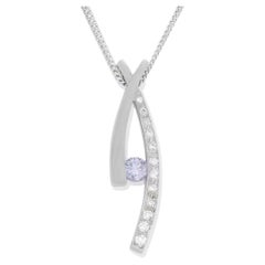 0.22ct Violet Diamond Necklace & Pendant GIA Round Fancy Gray Violet Color 18K