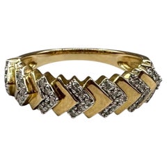 0.22ctw Natural Diamond Chevron Ring 10K Yellow Gold Size 7