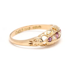 0.22ctw Ruby and Diamond Princess Band Ring, 18k Yellow Gold, Ring Size 8.25