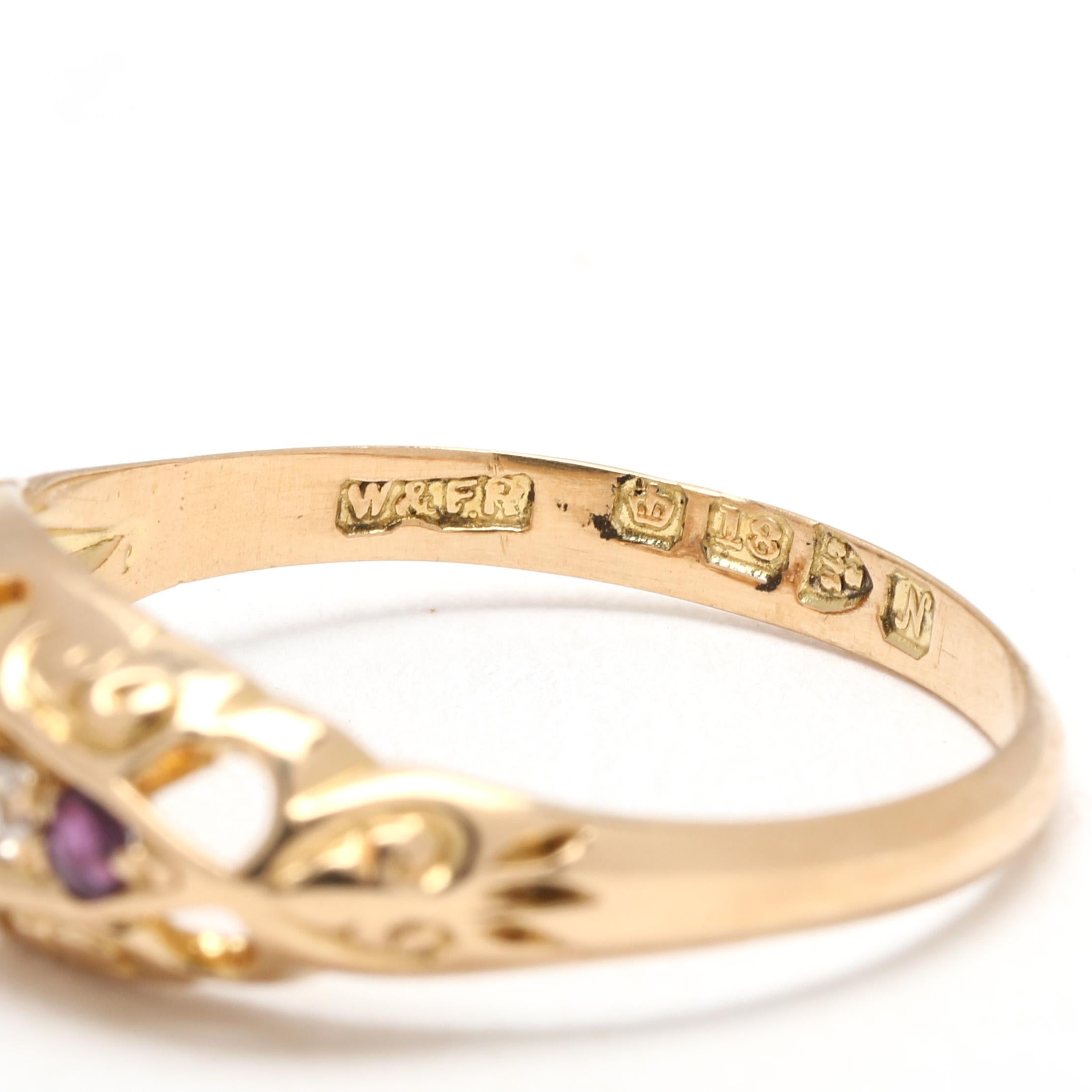 0.22ctw Ruby and Diamond Princess Band Ring, or jaune 18k, taille de bague 8.25 Unisexe en vente