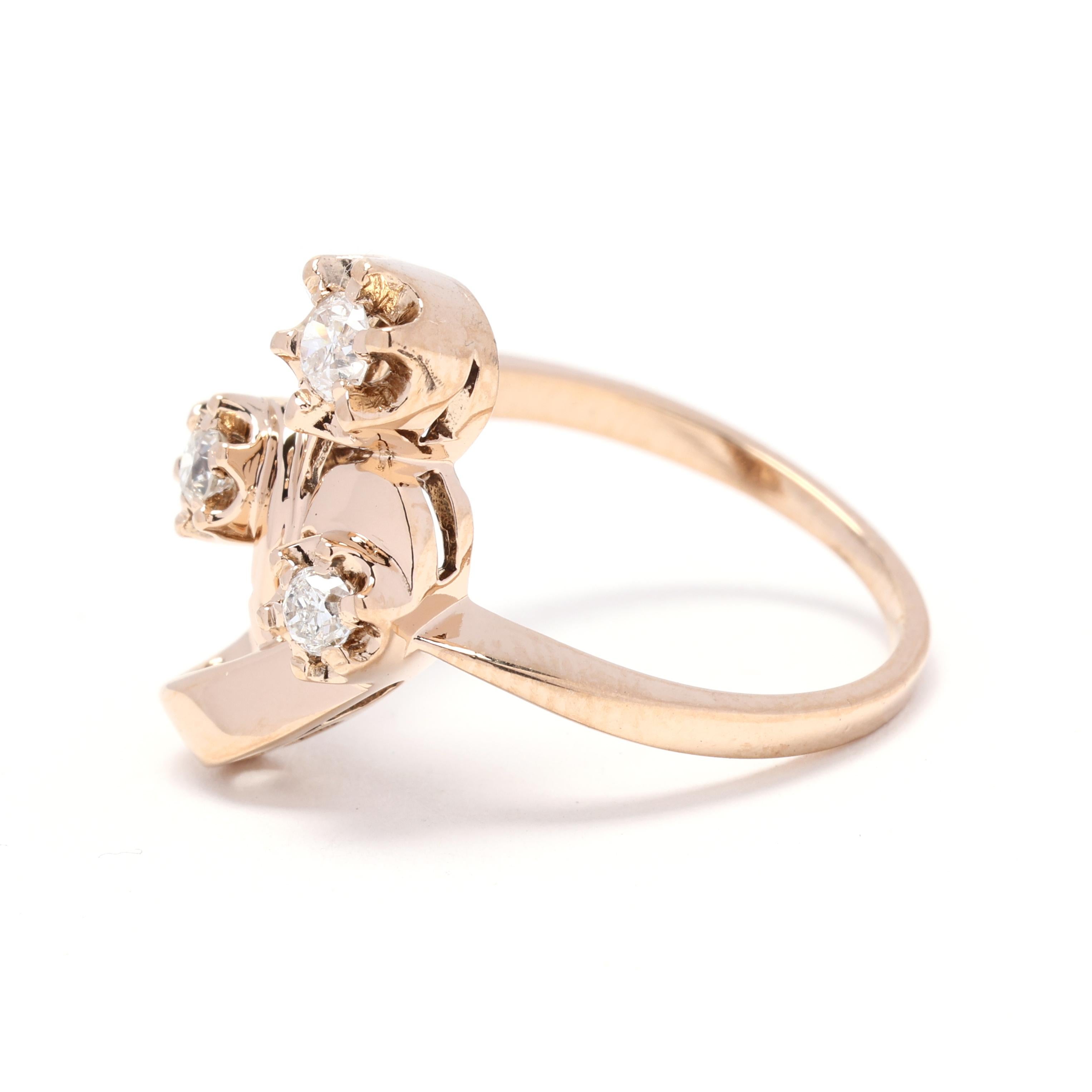0.22 Karat Vintage Diamant-Blumenstrauß-Ring, 14k Gelbgold, Ring Größe 6,5 im Zustand „Gut“ im Angebot in McLeansville, NC