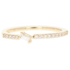 Bracelet en or jaune 14 carats avec diamants taille baguette et ronde de 0,23 carat