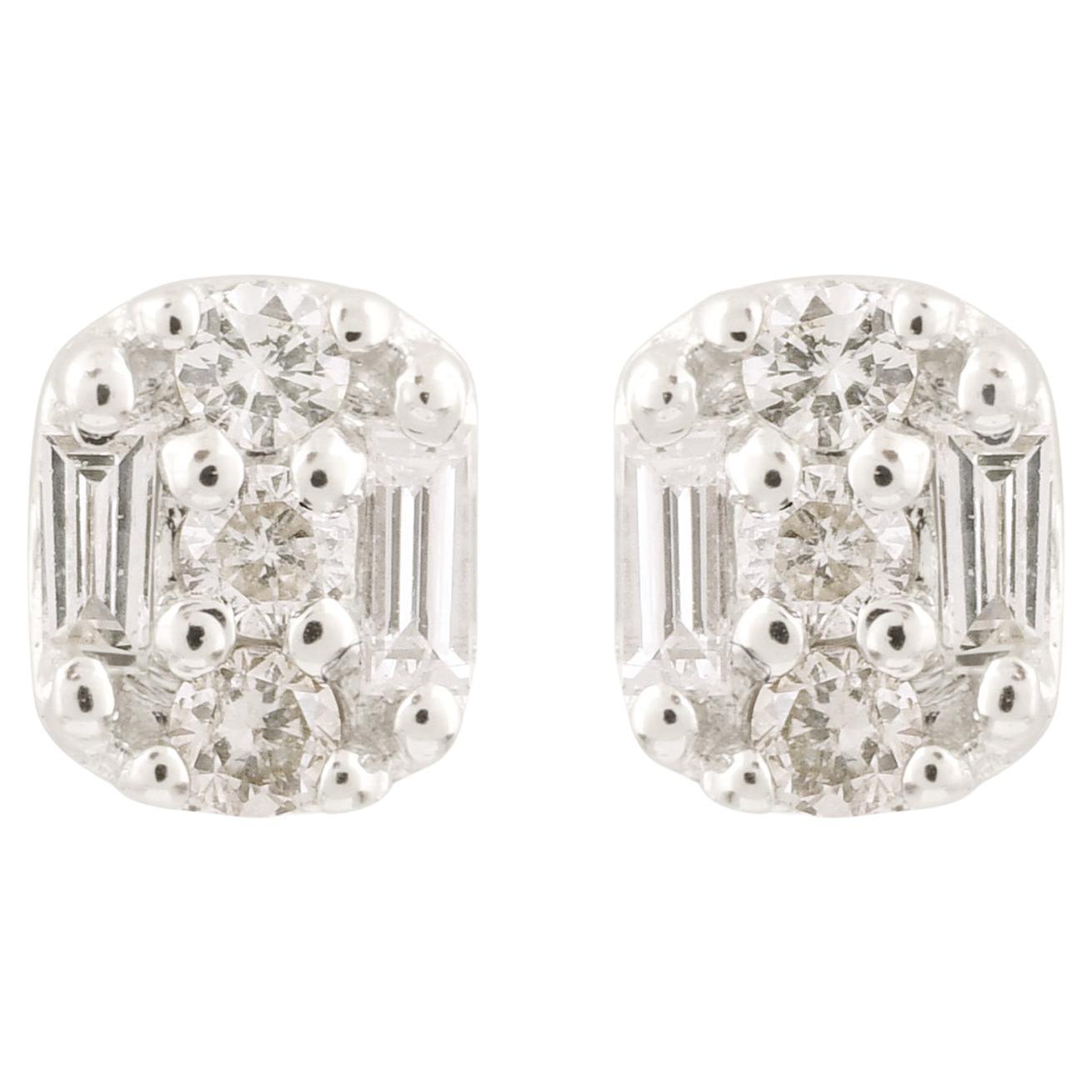 Item Code :- SJTE-10023
Gross Wt. :- 1.35 gm
10k Solid White Gold Wt. :- 1.31 gm
Natural Diamond Wt. :- 0.20 Ct. ( AVERAGE DIAMOND CLARITY SI1-SI2 & COLOR H-I )
Earrings Size :- 4 mm approx.

✦ Sizing
.....................
We can adjust most items