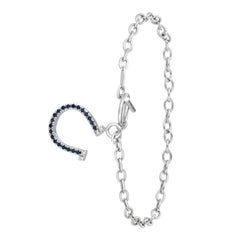 0.23 Carat Diamond and Sapphire Horse Shoe Bracelet G SI 14 Karat White Gold