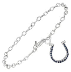 0.23 Carat Diamond and Sapphire Horse Shoe Bracelet G SI 14 Karat White Gold