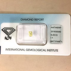 0.23 Carat IGI Certificate Natural Fancy Intense Yellow Cushion Cut Diamond