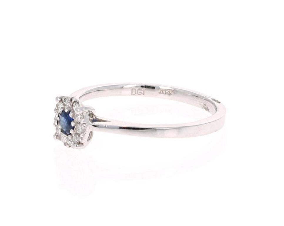 Modern 0.23 Carat Sapphire Diamond 14 Karat White Gold Ring