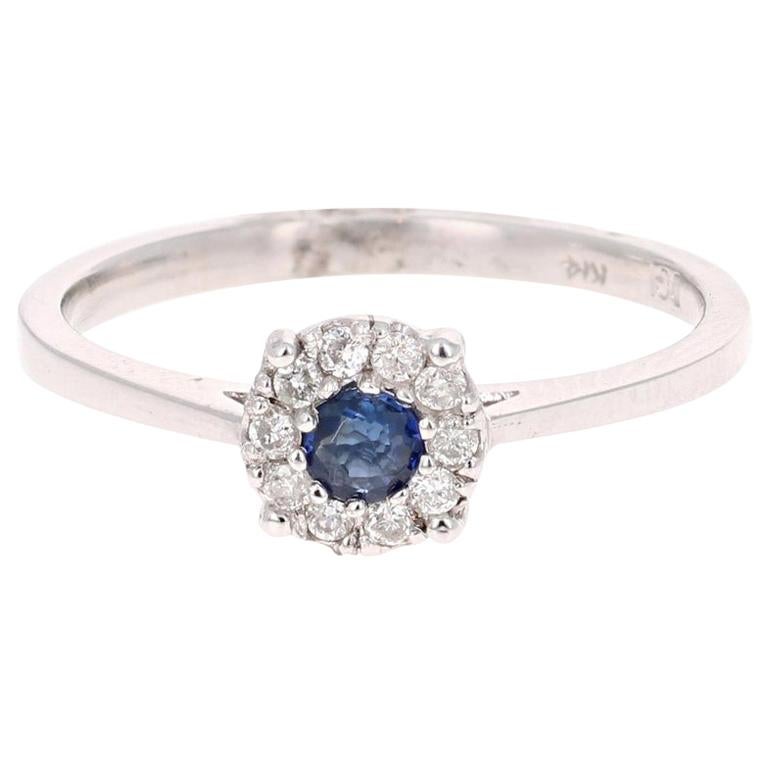 0.23 Carat Sapphire Diamond 14 Karat White Gold Ring