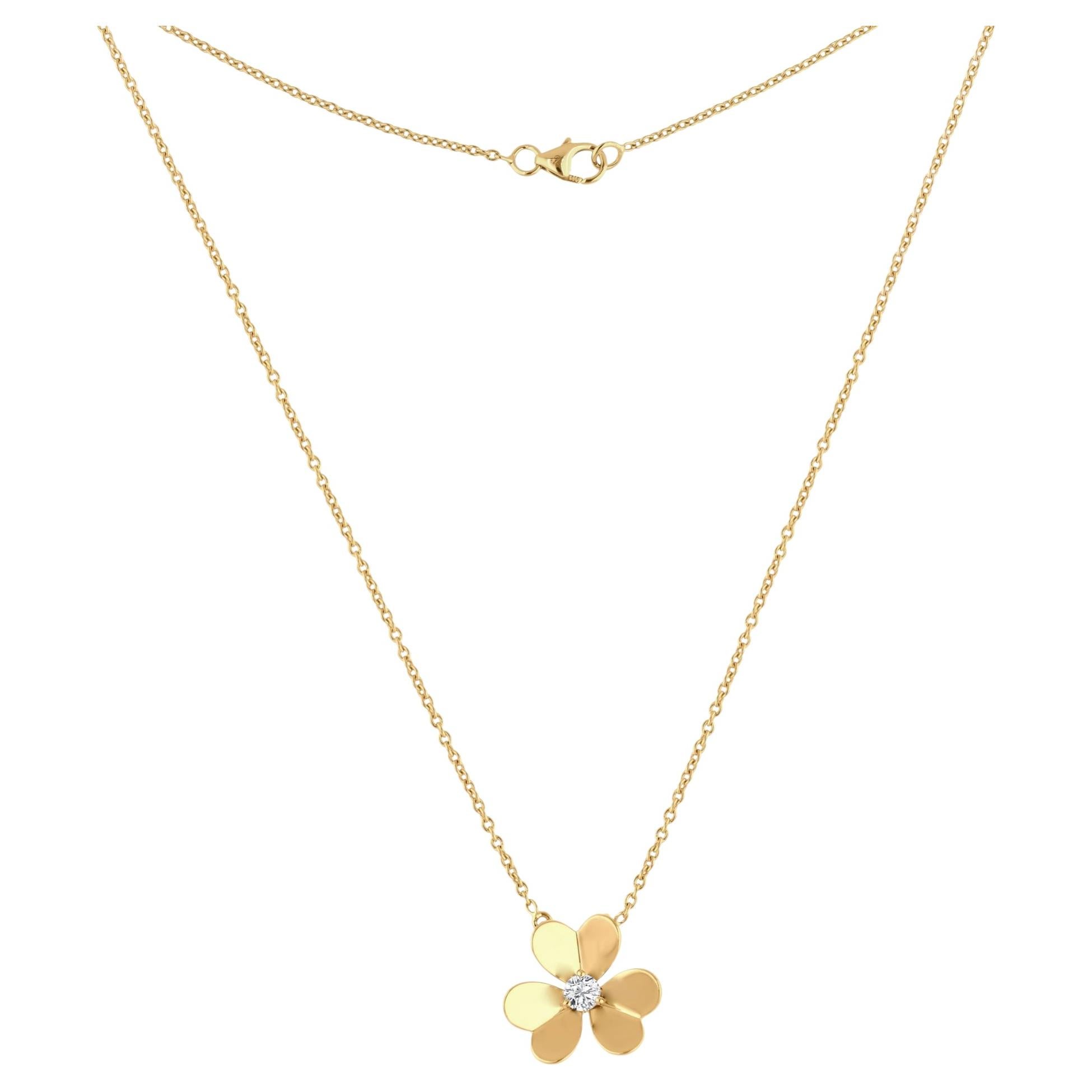 Collar con colgante floral de diamante de 0,23 quilates, pureza SI y color HI, en oro amarillo de 14k