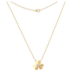 0.23 Carat SI Clarity HI Color Diamond Floral Pendant Necklace 14k Yellow Gold