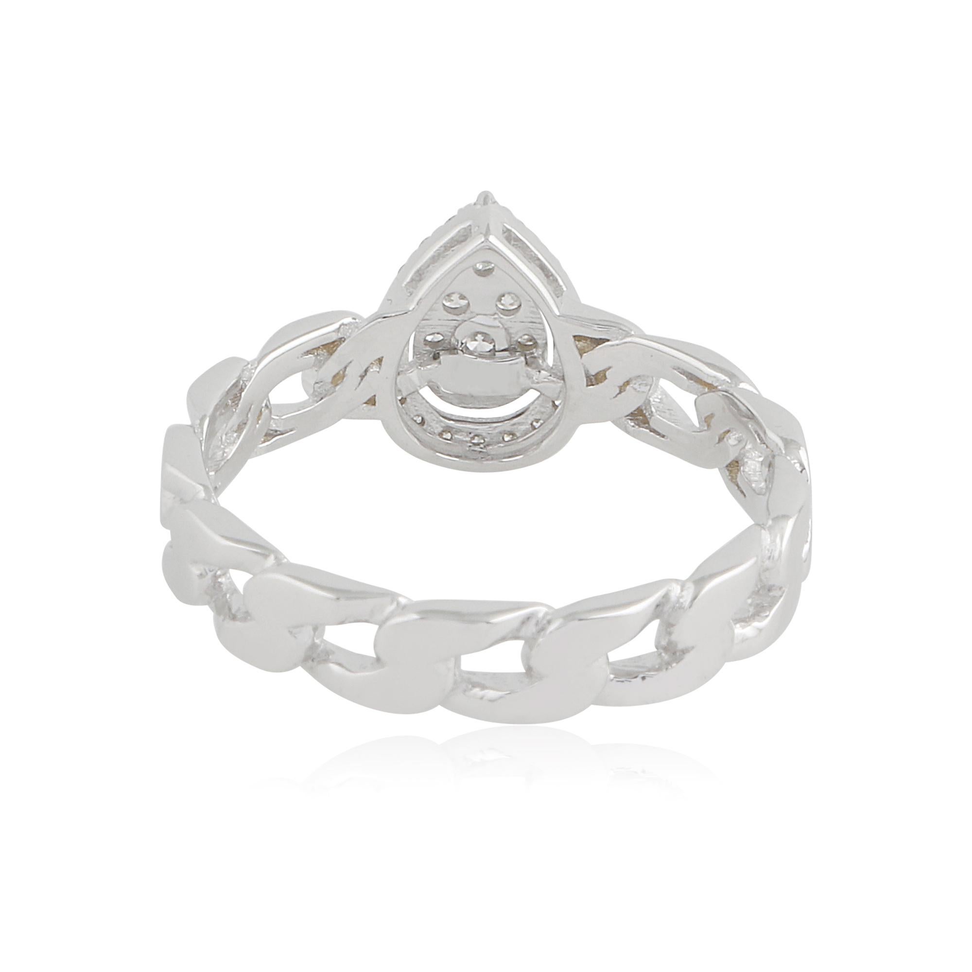 0,23 Karat SI Reinheit HI Farbe Diamant A Link Kettenring 18 Karat Weißgold (Moderne) im Angebot