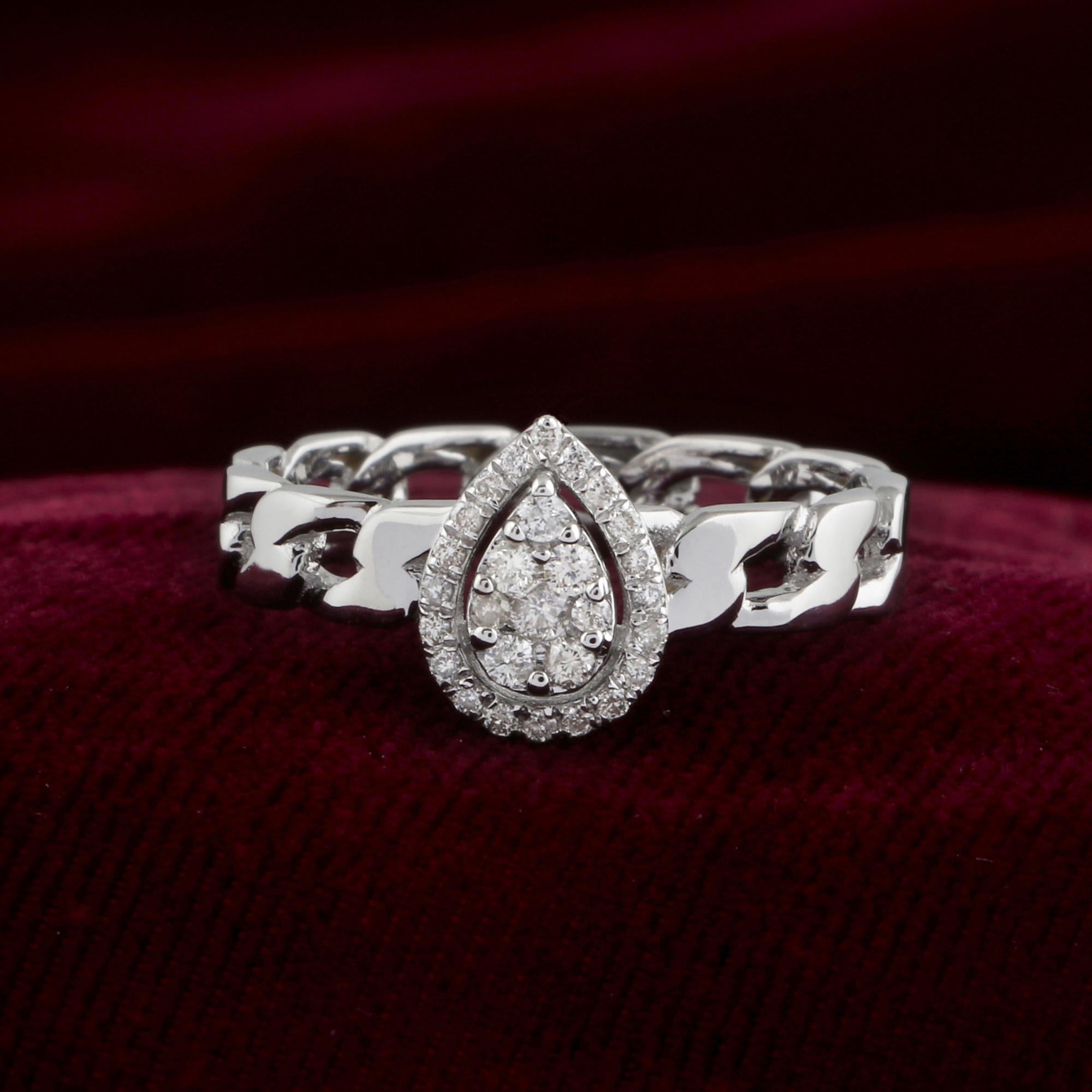 0,23 Karat SI Reinheit HI Farbe Diamant A Link Kettenring 18 Karat Weißgold (Rundschliff) im Angebot