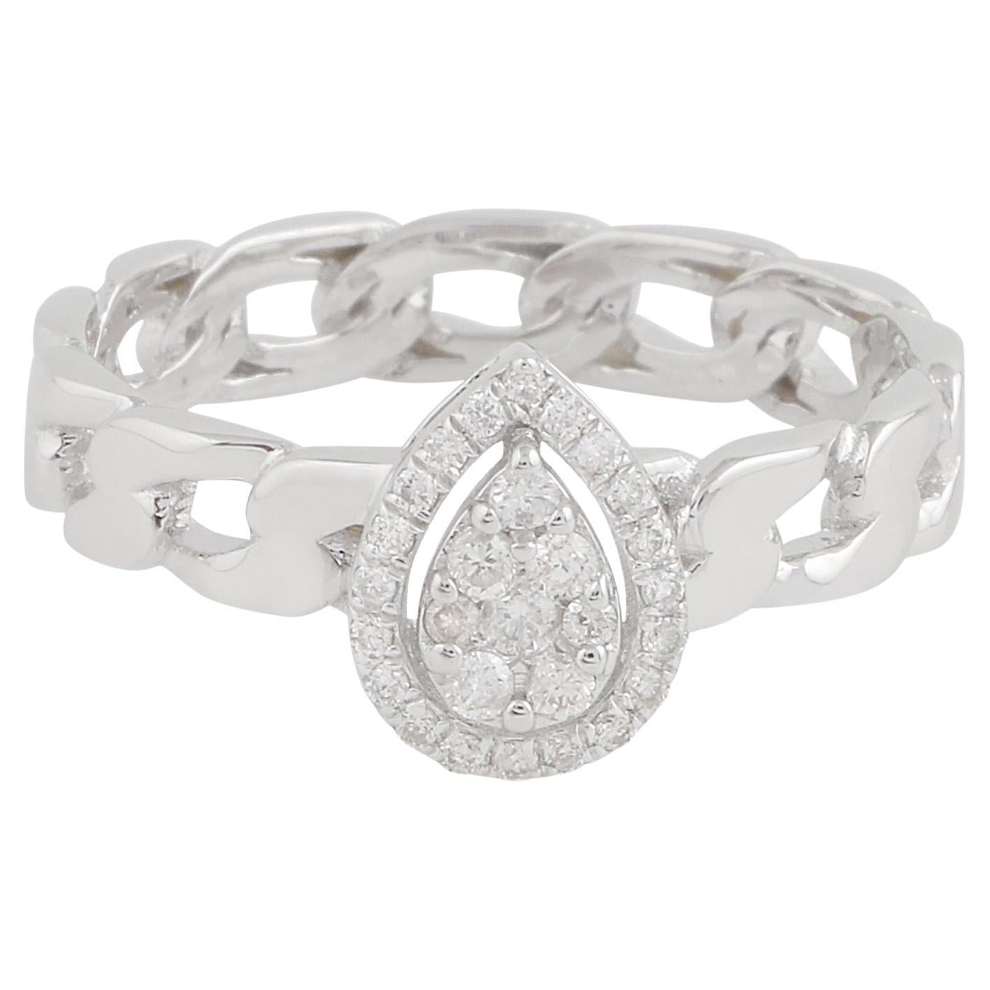 0,23 Karat SI Reinheit HI Farbe Diamant A Link Kettenring 18 Karat Weißgold im Angebot