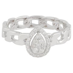 0,23 quilates SI Claridad HI Color Anillo con cadena de eslabones de diamantes Oro blanco de 18 quilates