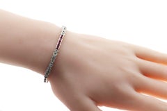 0.23 Carat Natural Ruby and 0.73 Carat Diamonds 18 Karat White Gold Bracelet