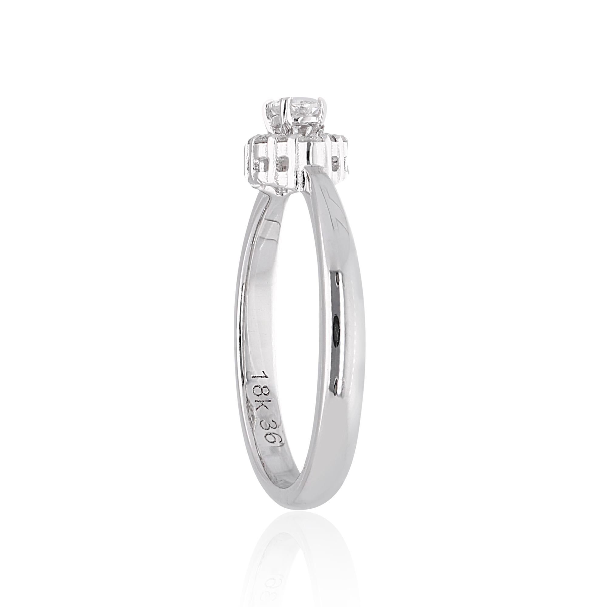 Moderno 0,23 ct SI Clarity HI Color Oval Round Diamond Promise Ring Oro bianco 18 carati in vendita