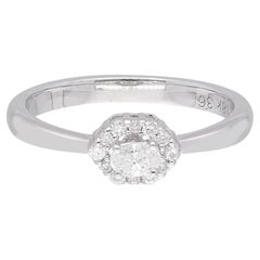 0.23 Ct SI Clarity HI Color Oval Round Diamond Promise Ring 18 Karat White Gold