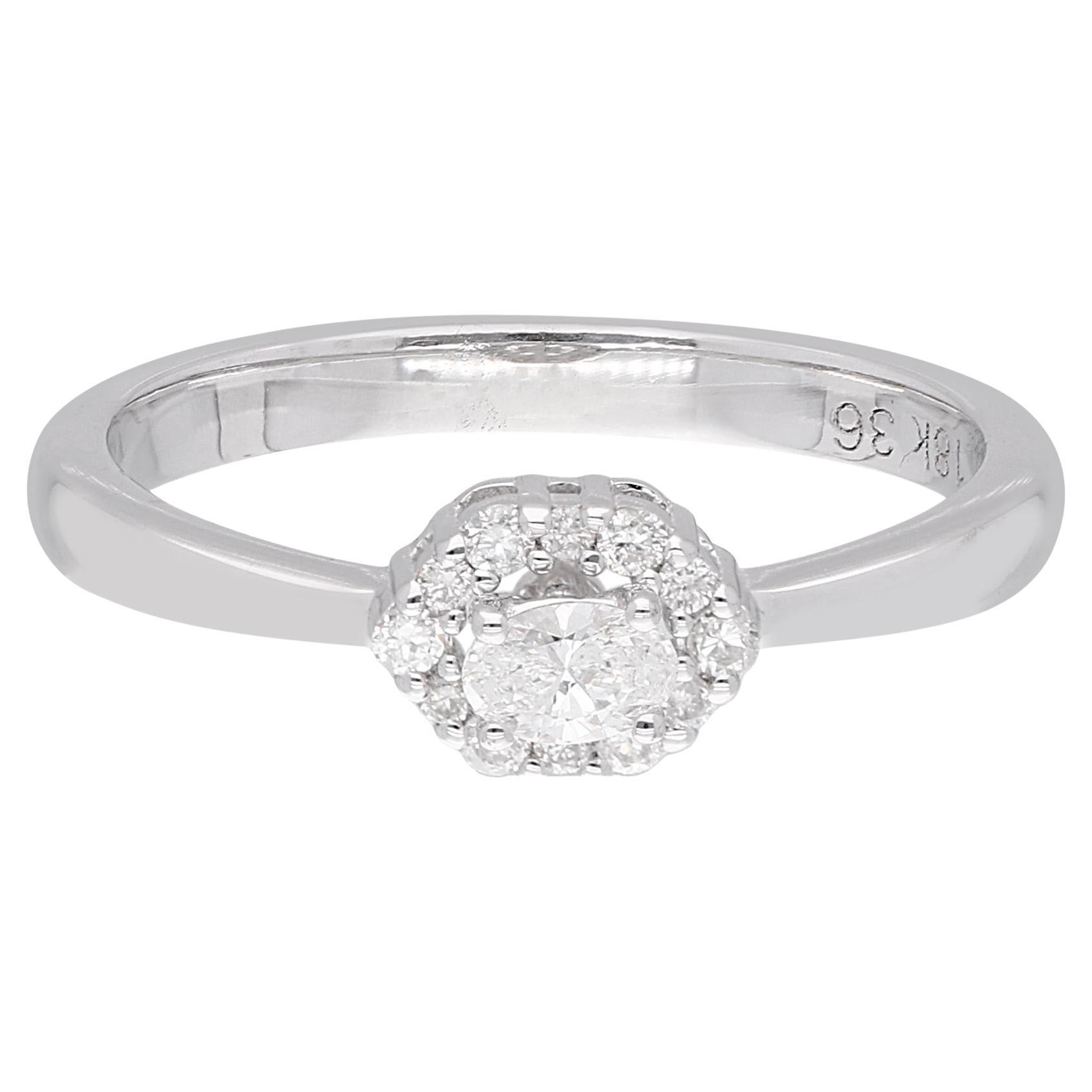 0,23 ct SI Clarity HI Color Oval Round Diamond Promise Ring Oro bianco 18 carati