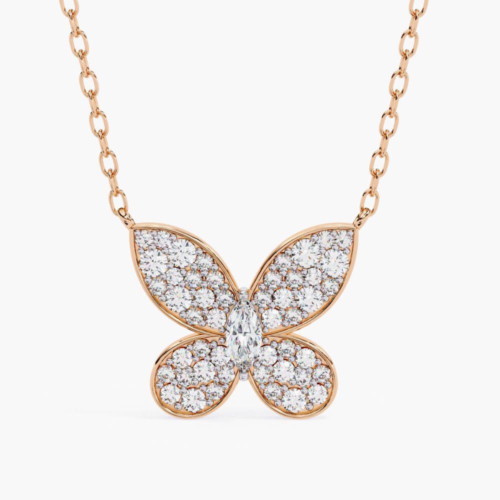 Collier pendentif papillon en or 14 carats avec diamants 0,23 carat en vente 5