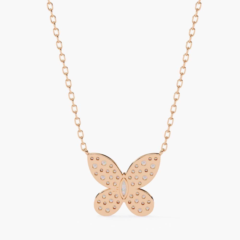 Collier pendentif papillon en or 14 carats avec diamants 0,23 carat en vente 6