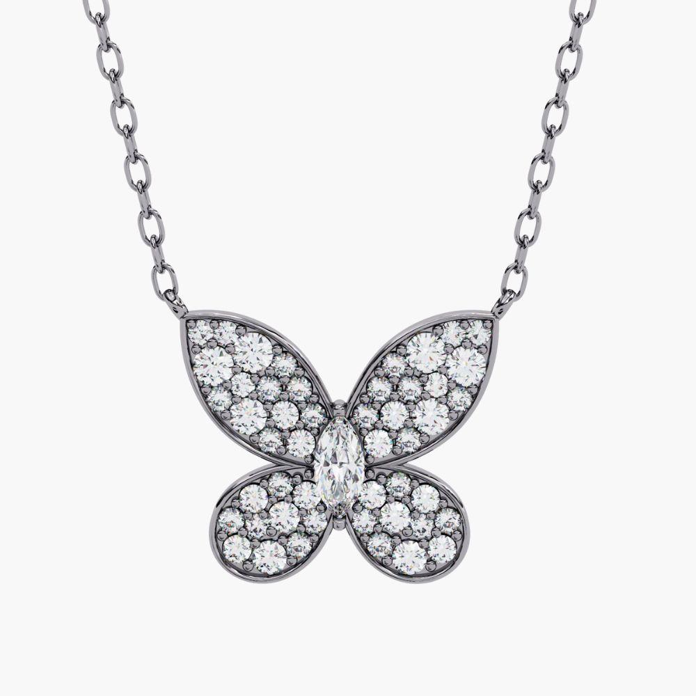 Collier pendentif papillon en or 14 carats avec diamants 0,23 carat en vente 9