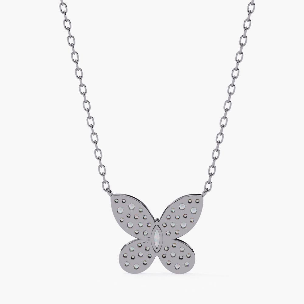 Collier pendentif papillon en or 14 carats avec diamants 0,23 carat en vente 10