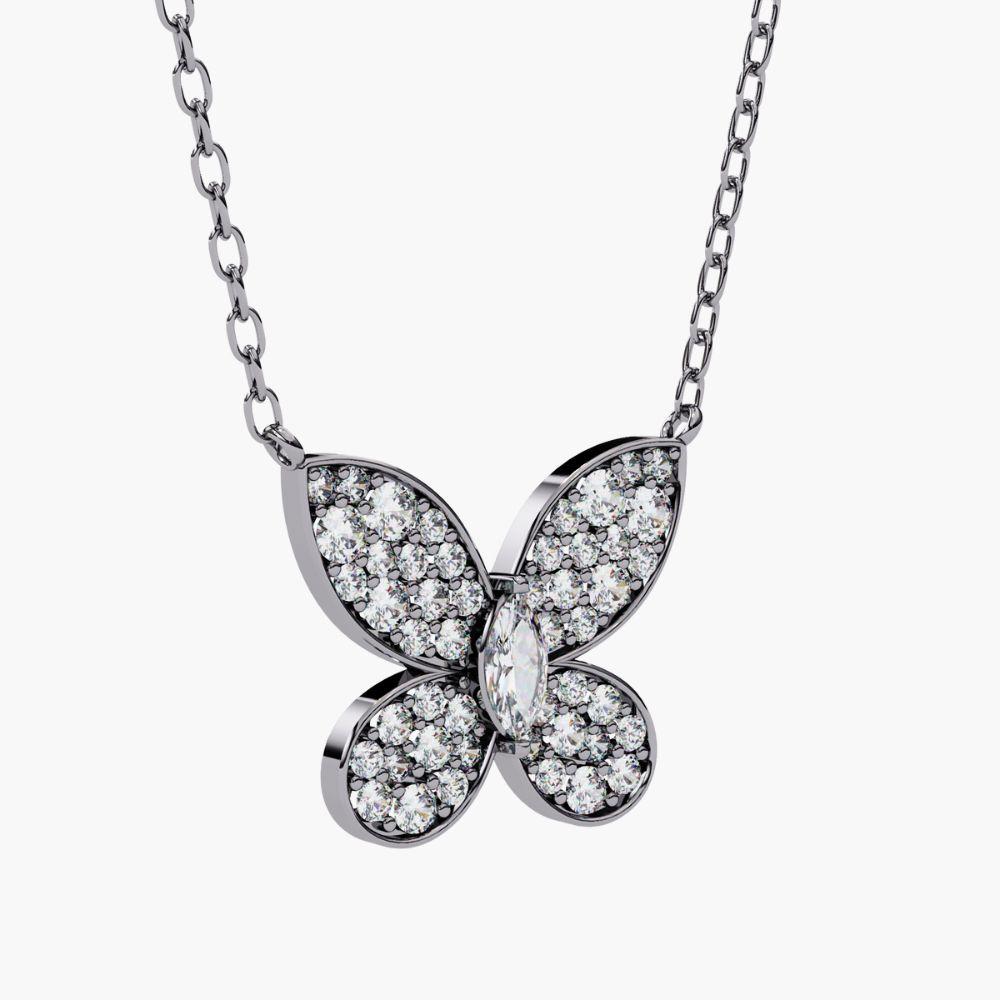 Collier pendentif papillon en or 14 carats avec diamants 0,23 carat en vente 11