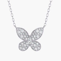 0.23 Ctw Butterfly Diamond Pendant Necklace 14K Gold