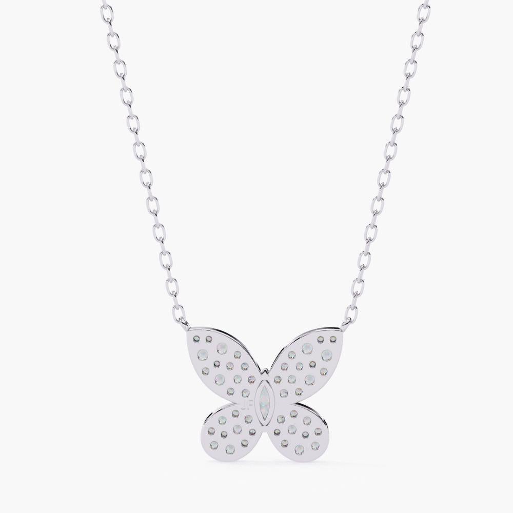 Contemporain Collier pendentif papillon en or 14 carats avec diamants 0,23 carat en vente