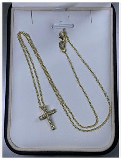 0.23ct Diamond Cross Chunky 18ct Yellow Gold Pendant 16 inches