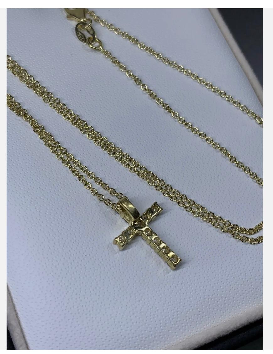0.23ct Diamond Cross Chunky Pendentif en or jaune 18ct 16 pouces Unisexe en vente
