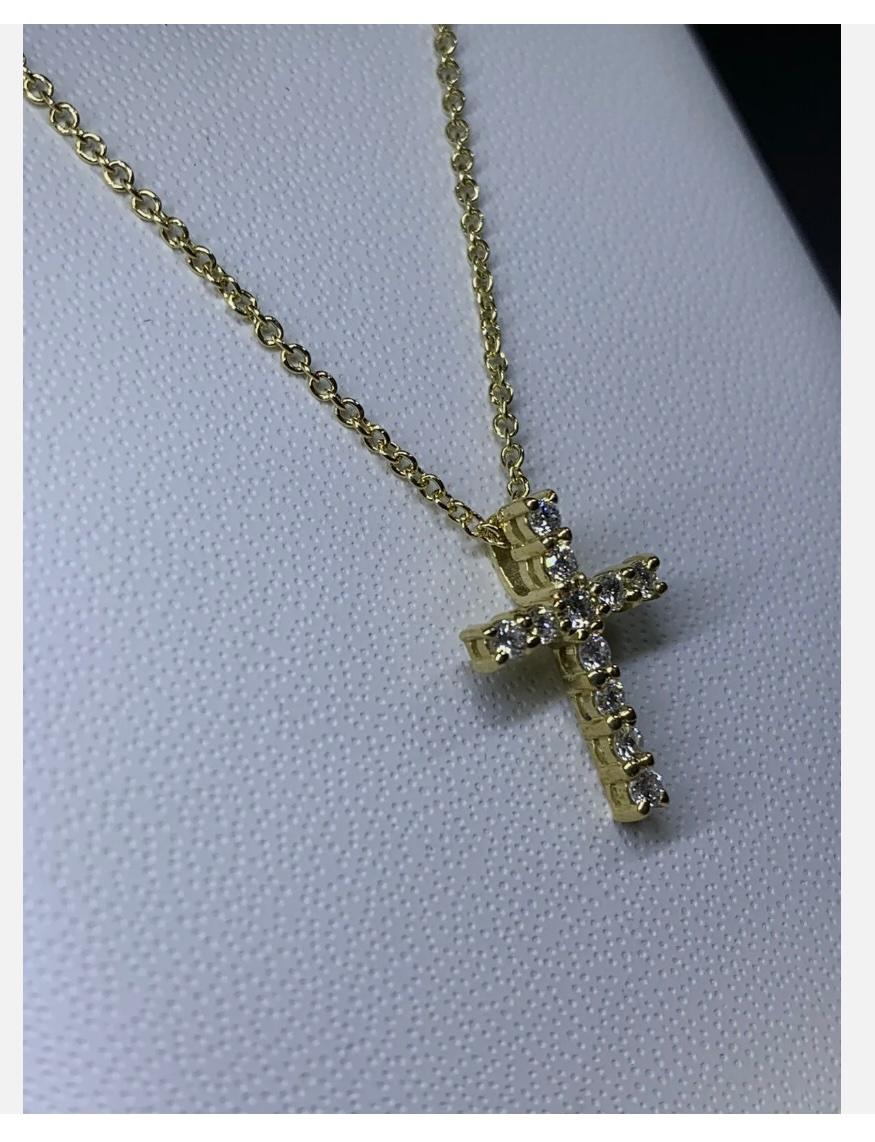 0.23ct Diamond Cross Chunky Pendentif en or jaune 18ct 16 pouces en vente 1
