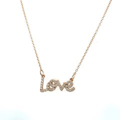 0.23ct Diamond Set Love Necklace on 16/18" in 9ct Rose Gold Chain