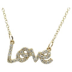 0.23ct Diamond Set Love Necklace on 16/18" in 9ct Yellow Gold Chain