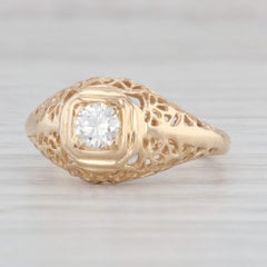 0.23ct Anillo de Compromiso Solitario de Diamantes 14k Oro Amarillo Talla 5 Calado