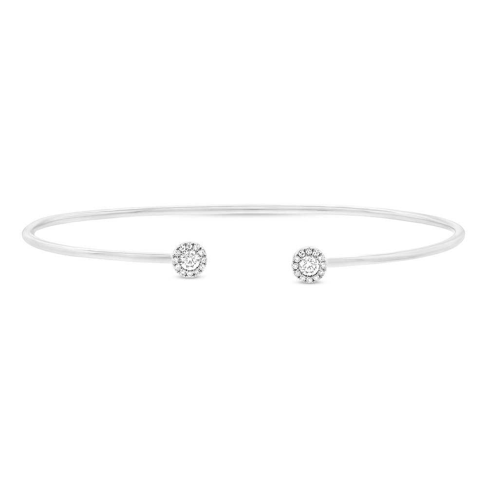 0.23ct Round Brilliant Cut Diamond Flexible Cuff Bracelet in 14k White Gold For Sale