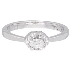 0.23ct SI Clarity HI Color Oval Diamond Halo Promise Ring 18 Karat White Gold