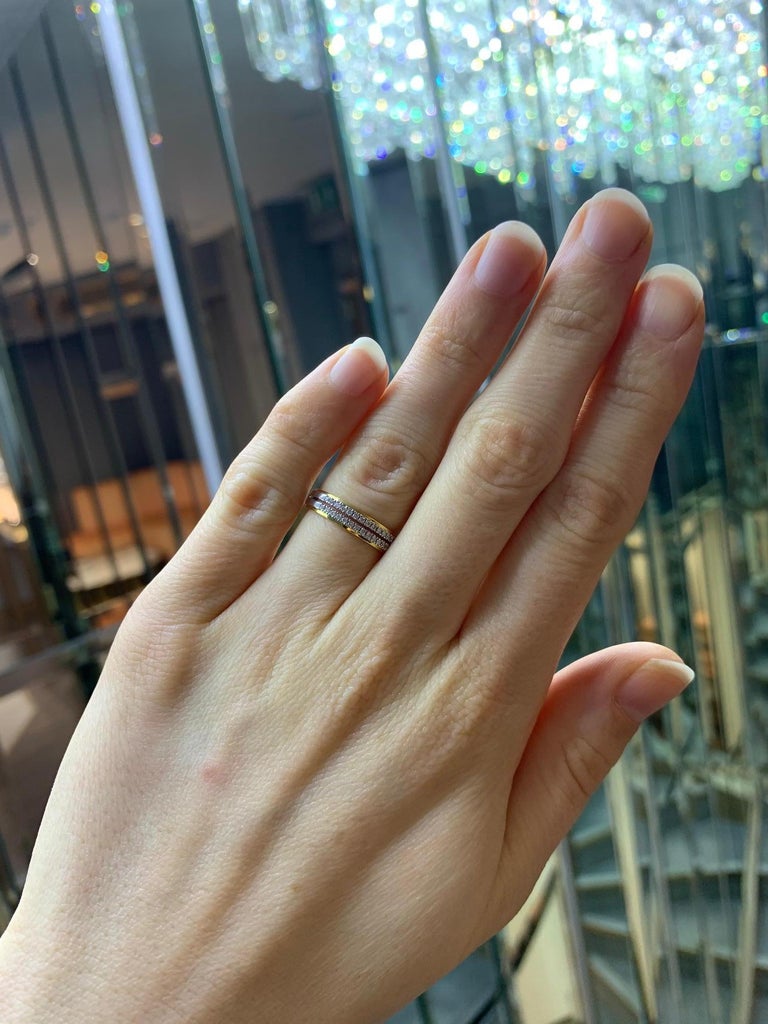 18K Yellow White Gold Diamond Half Eternity Wedding Engagement Band ...