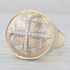 0.23ctw Diamond Cross Ring 14k Yellow Gold Size 13.25 Men's Signet