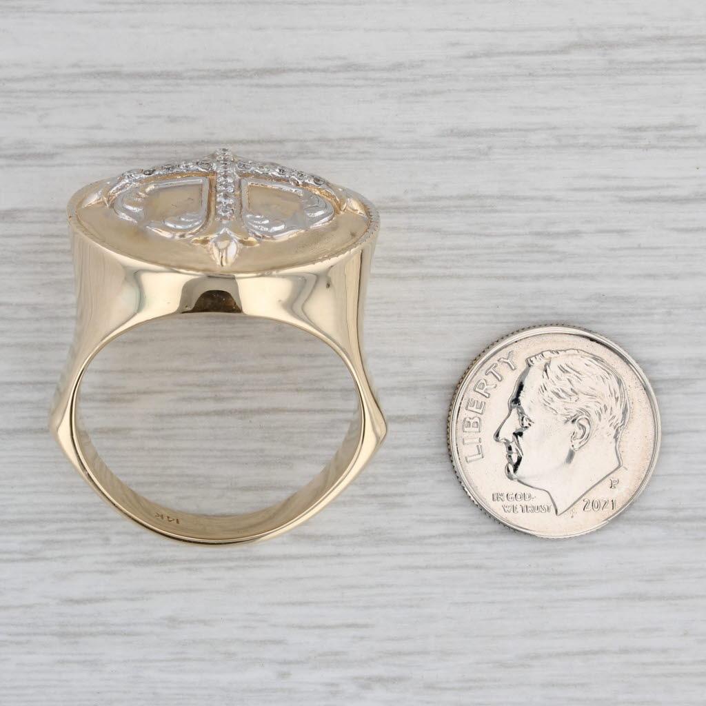 0.23ctw Diamond Cross Ring 14k Yellow Gold Size 13.25 Men's Signet For Sale 4