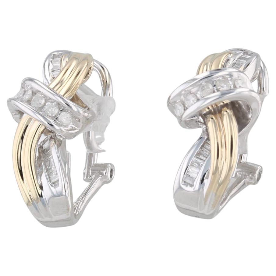 0.23ctw Diamond Drop Earrings 10k Yellow White Gold Omega Backs For Sale