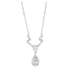 0.23ctw Diamond Lariat Teardrop Necklace 14k White Gold 13.75" Rolo Chain
