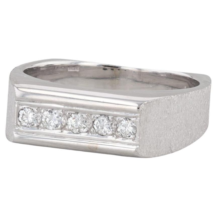 0.23ctw Diamond Men's Wedding Band 14K White Gold Size 10.5 Ring For Sale