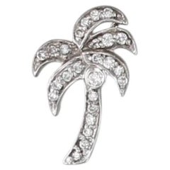 0.23ctw Diamond Palm Tree Pendant 14k White Gold Floating Drop