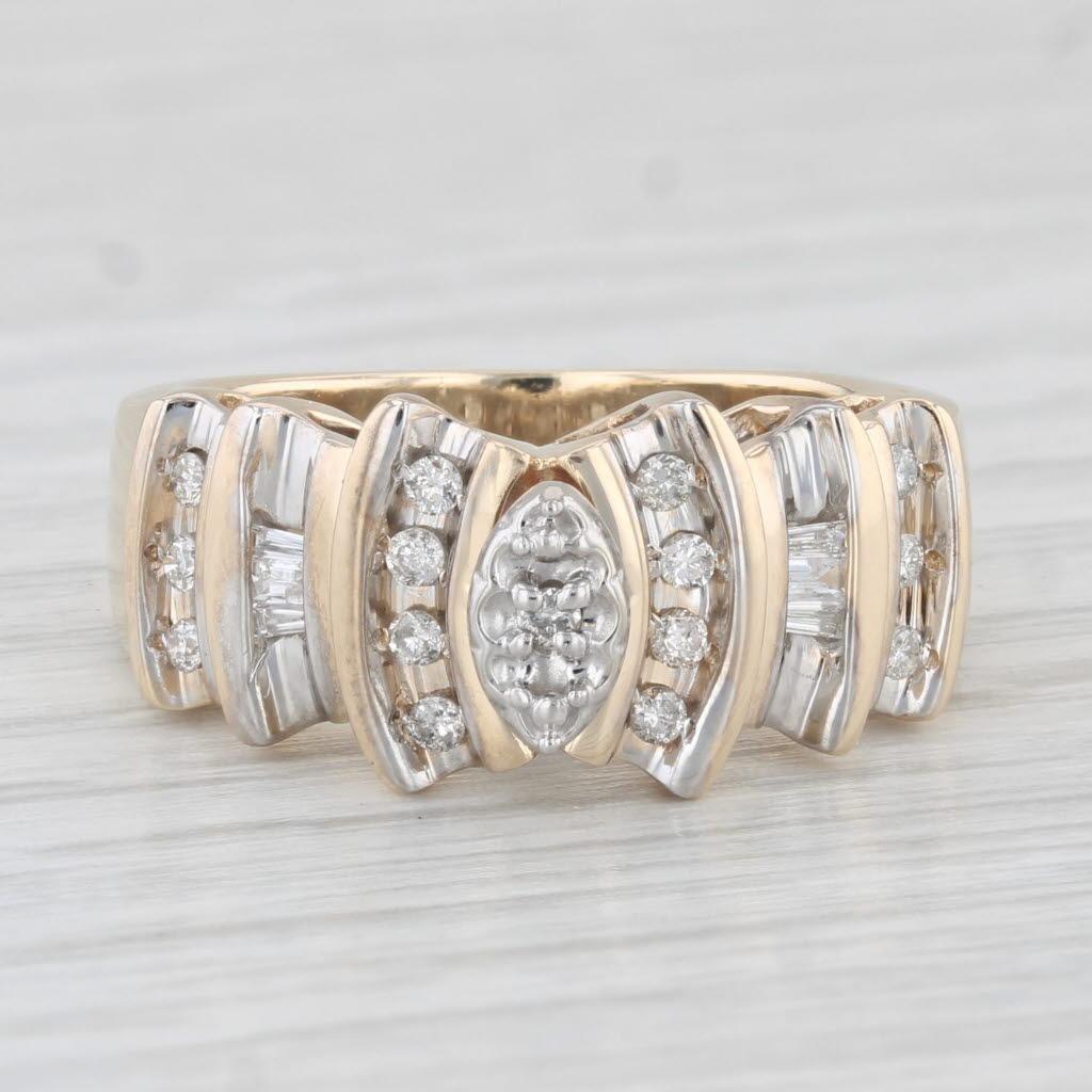 Round Cut 0.23ctw Diamond Ring 10k Yellow Gold Size 7 Engagement For Sale