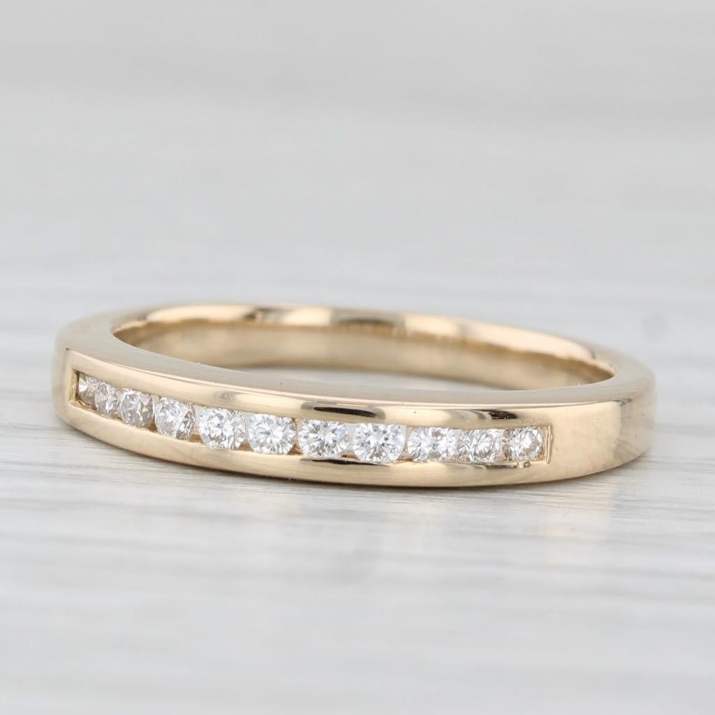 Alliance d'anniversaire empilable en or jaune 14 carats avec diamants 0,23 carat, taille 7 en vente 1