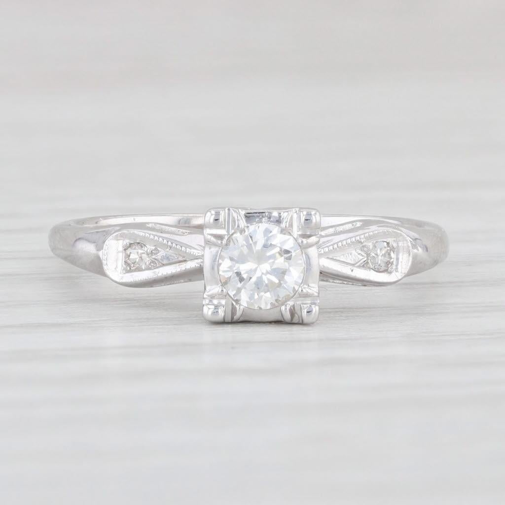 Round Cut 0.23ctw Round Diamond Engagement Ring 14k White Gold Size 5.5