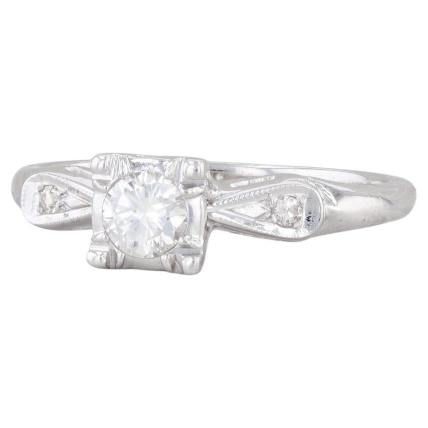 0.23ctw Round Diamond Engagement Ring 14k White Gold Size 5.5