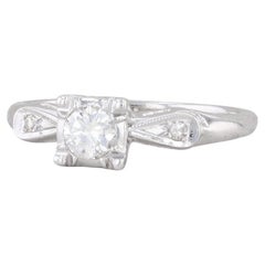 0.23ctw Round Diamond Engagement Ring 14k White Gold Size 5.5